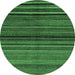 Round Abstract Emerald Green Modern Rug, abs2207emgrn