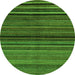 Round Machine Washable Abstract Green Modern Area Rugs, wshabs2207grn