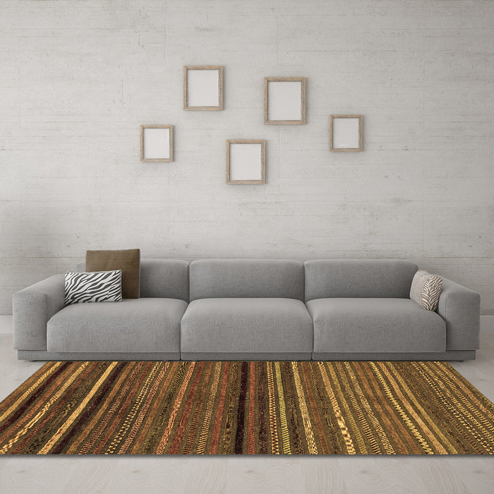 Machine Washable Abstract Brown Modern Rug in a Living Room,, wshabs2207brn