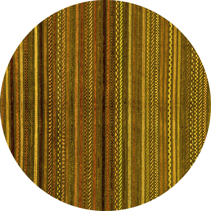 Round Abstract Yellow Modern Rug, abs2207yw