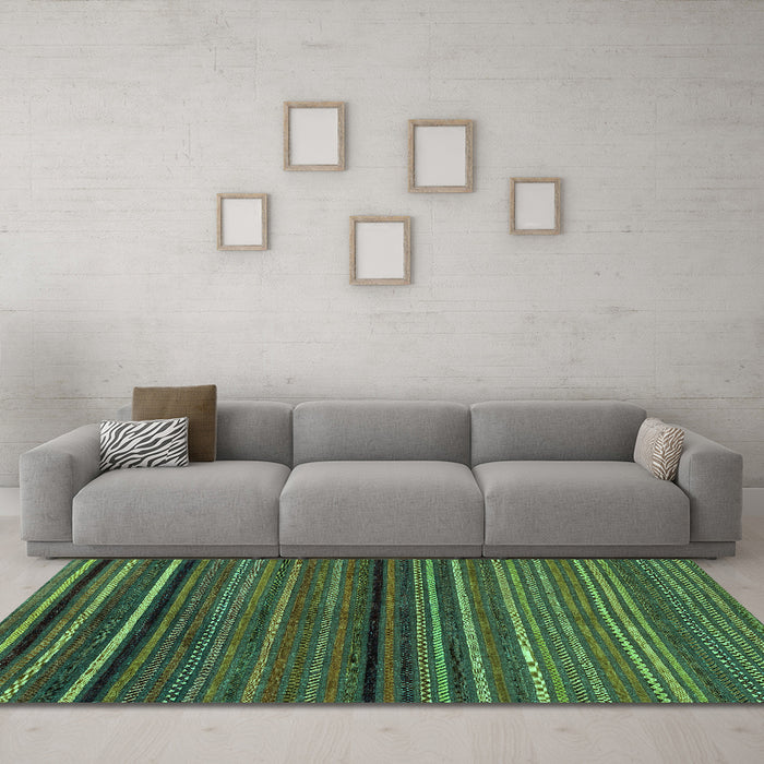 Machine Washable Abstract Turquoise Modern Area Rugs in a Living Room,, wshabs2207turq