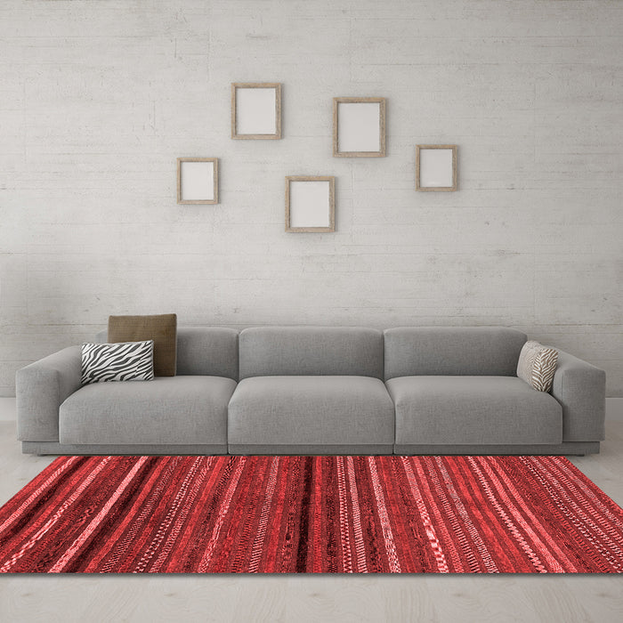 Modern Red Washable Rugs
