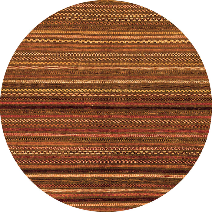 Round Machine Washable Abstract Orange Modern Area Rugs, wshabs2207org