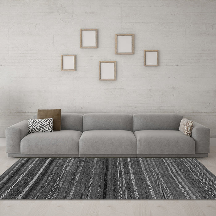 Machine Washable Abstract Gray Modern Rug in a Living Room,, wshabs2207gry