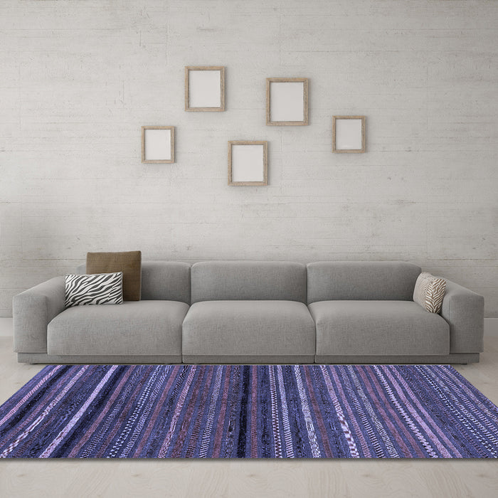 Machine Washable Abstract Blue Modern Rug in a Living Room, wshabs2207blu