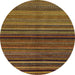 Round Abstract Red Brown Modern Rug, abs2207