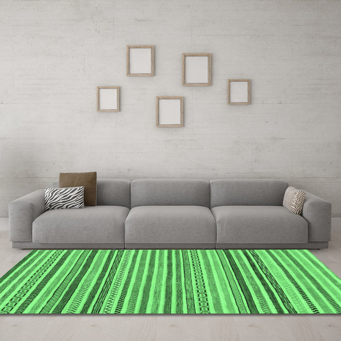 Machine Washable Abstract Emerald Green Modern Area Rugs in a Living Room,, wshabs2208emgrn