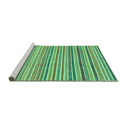 Sideview of Machine Washable Abstract Turquoise Modern Area Rugs, wshabs2208turq