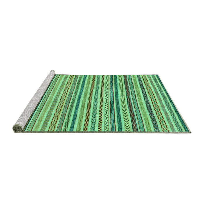Sideview of Machine Washable Abstract Turquoise Modern Area Rugs, wshabs2208turq