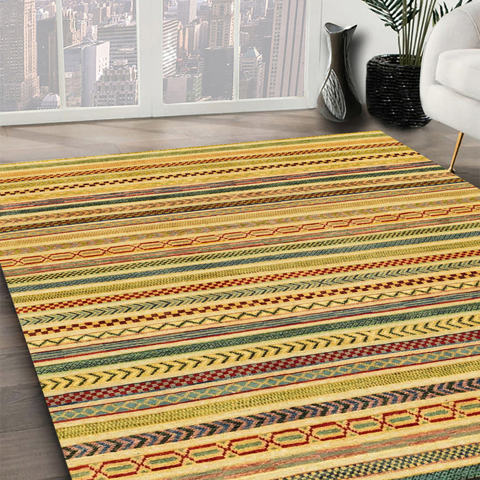 Abstract Light Brown Modern Rug in Family Room, abs2208
