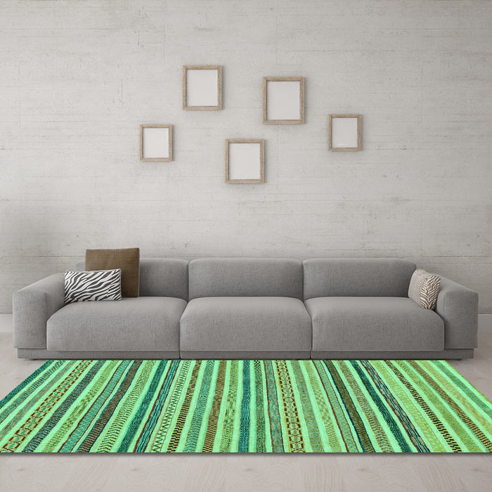 Machine Washable Abstract Turquoise Modern Area Rugs in a Living Room,, wshabs2208turq