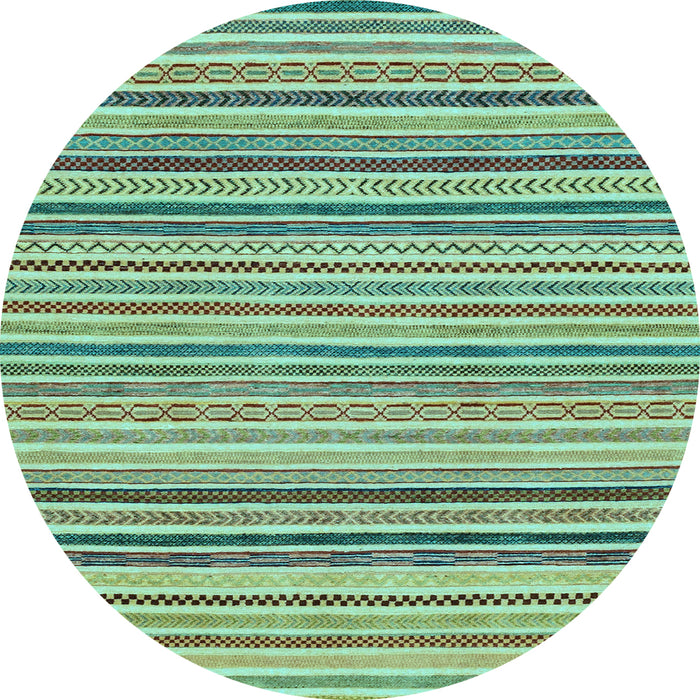 Round Machine Washable Abstract Light Blue Modern Rug, wshabs2208lblu