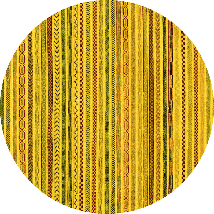 Round Abstract Yellow Modern Rug, abs2208yw