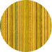 Round Abstract Yellow Modern Rug, abs2208yw