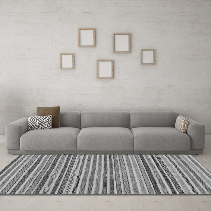 Machine Washable Abstract Gray Modern Rug in a Living Room,, wshabs2208gry