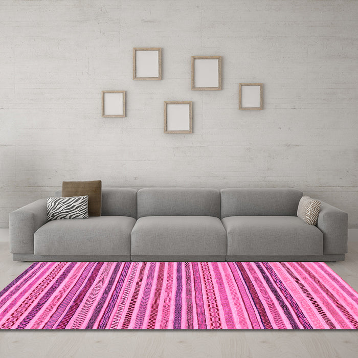 Machine Washable Abstract Pink Modern Rug in a Living Room, wshabs2208pnk