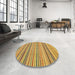 Round Abstract Light Brown Modern Rug in a Office, abs2208