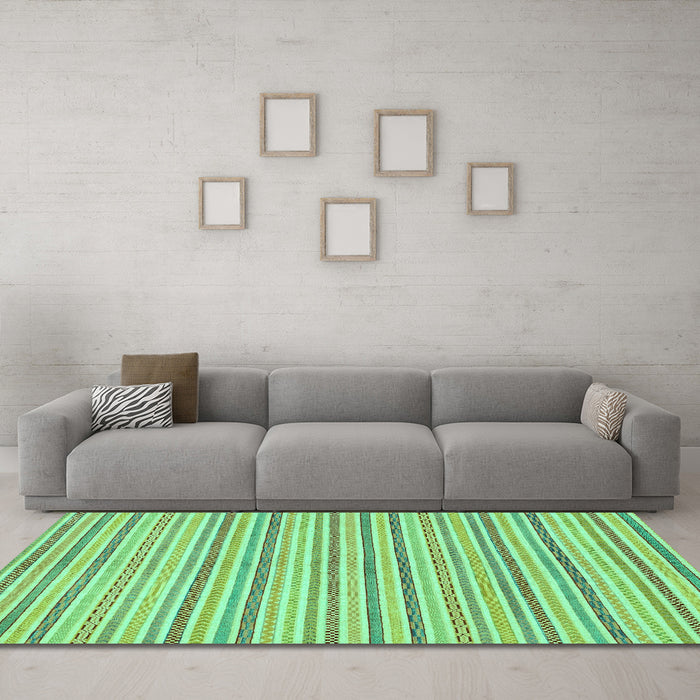 Machine Washable Abstract Turquoise Modern Area Rugs in a Living Room,, wshabs2209turq