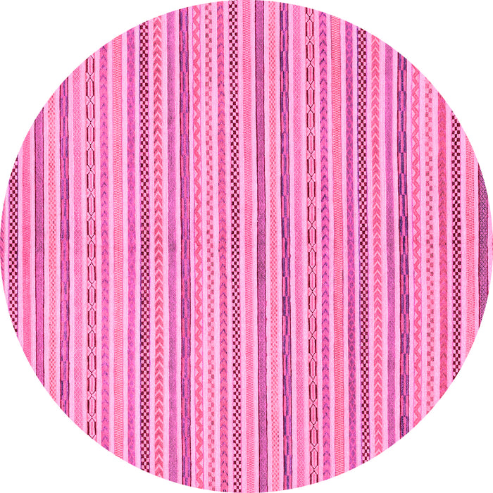 Round Machine Washable Abstract Pink Modern Rug, wshabs2209pnk