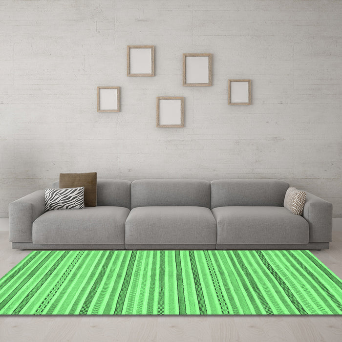 Machine Washable Abstract Emerald Green Modern Area Rugs in a Living Room,, wshabs2209emgrn