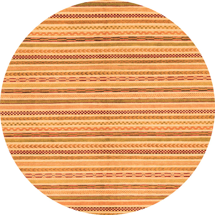 Round Machine Washable Abstract Orange Modern Area Rugs, wshabs2209org