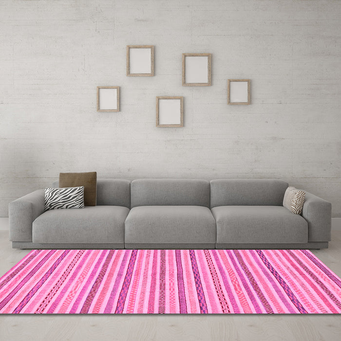 Machine Washable Abstract Pink Modern Rug in a Living Room, wshabs2209pnk