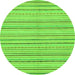 Round Machine Washable Abstract Green Modern Area Rugs, wshabs2209grn