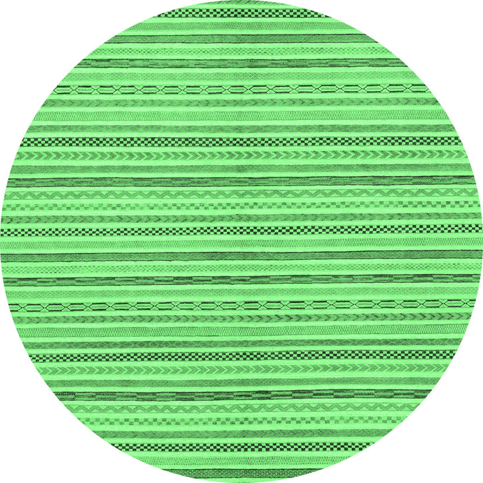 Round Machine Washable Abstract Emerald Green Modern Area Rugs, wshabs2209emgrn