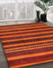 Machine Washable Abstract Orange Red Rug in a Family Room, wshabs220