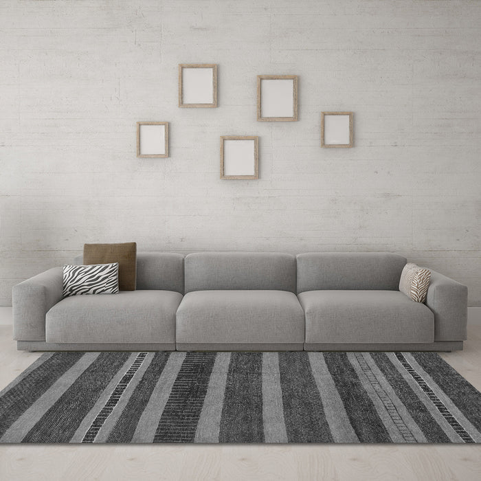 Machine Washable Abstract Gray Modern Rug in a Living Room,, wshabs220gry