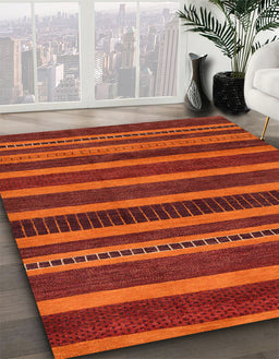 Abstract Orange Red Modern Rug in Family Room, abs220