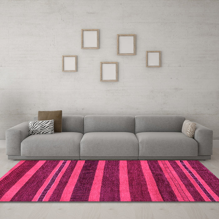 Machine Washable Abstract Pink Modern Rug in a Living Room, wshabs220pnk