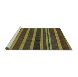 Sideview of Machine Washable Abstract Turquoise Modern Area Rugs, wshabs220turq