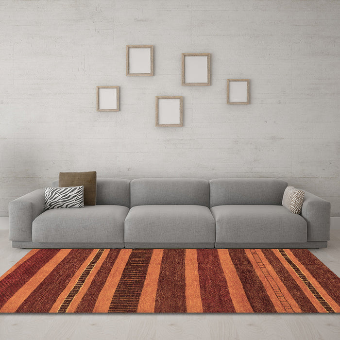 Machine Washable Abstract Brown Modern Rug in a Living Room,, wshabs220brn
