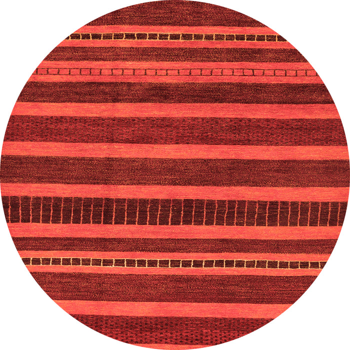 Round Machine Washable Abstract Orange Modern Area Rugs, wshabs220org