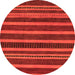 Round Machine Washable Abstract Orange Modern Area Rugs, wshabs220org