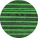 Round Machine Washable Abstract Emerald Green Modern Area Rugs, wshabs220emgrn