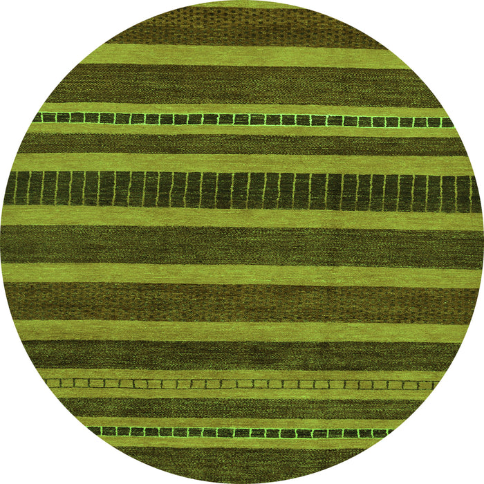 Round Machine Washable Abstract Green Modern Area Rugs, wshabs220grn
