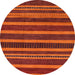 Round Machine Washable Abstract Orange Red Rug, wshabs220