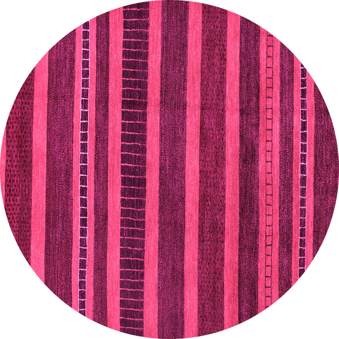 Round Machine Washable Abstract Pink Modern Rug, wshabs220pnk