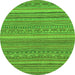 Round Machine Washable Abstract Green Modern Area Rugs, wshabs2210grn