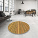 Round Machine Washable Abstract Yellow Rug in a Office, wshabs2210