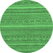 Round Abstract Emerald Green Modern Rug, abs2210emgrn