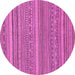 Round Machine Washable Abstract Purple Modern Area Rugs, wshabs2210pur