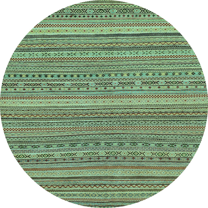 Round Abstract Light Blue Modern Rug, abs2210lblu