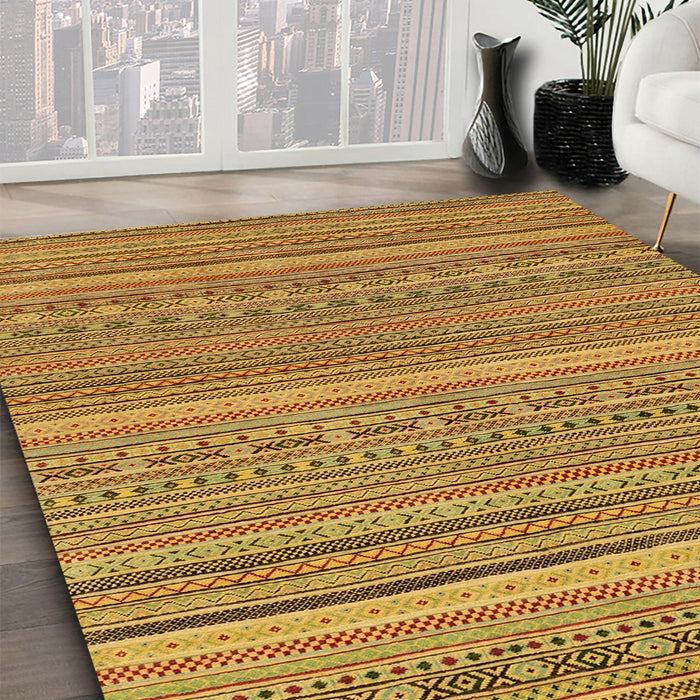 Abstract Yellow Modern Rug in Family Room, abs2210