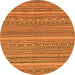 Round Machine Washable Abstract Orange Modern Area Rugs, wshabs2210org