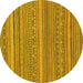 Round Abstract Yellow Modern Rug, abs2210yw