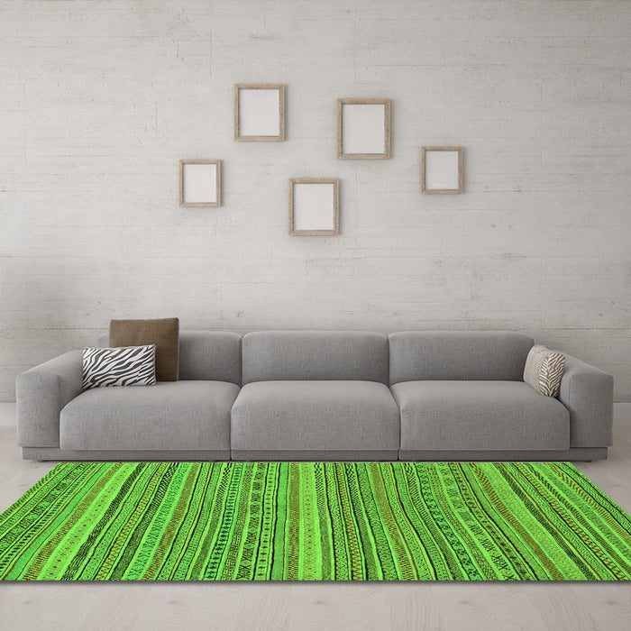 Machine Washable Abstract Green Modern Area Rugs in a Living Room,, wshabs2210grn