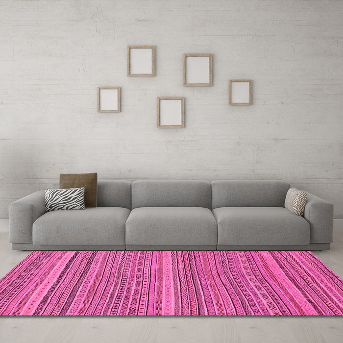 Machine Washable Abstract Pink Modern Rug in a Living Room, wshabs2210pnk